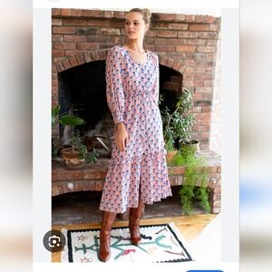 Emerson Fry Lucy Long Sleeve Dress – Little Marigolds Apple + Blue – XS